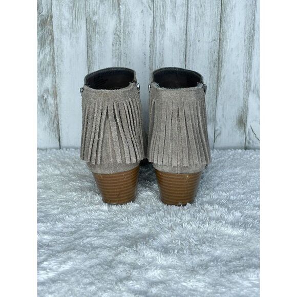 Kenneth Cole Reaction Taupe Suede Fringe Ankle Boots Pilates Booties Size 6 - Picture 6 of 10